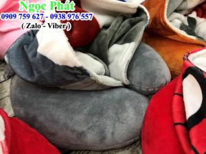 Gối kê cổ có mũ. Gối choàng cổ. Gối chữ C