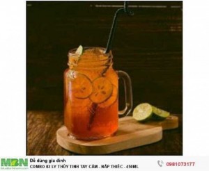 Set 04 Ly Thủy Tinh Tay Cầm - Nắp Thiếc - 450ml
