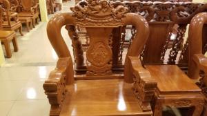 Bộ bàn ghế chạm lân 1 mặt cao cấp