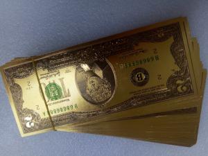 Tiền 2 usd mạ vàng plastic, series 68686888
