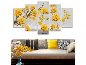 Tranh ghép bộ 5 tấm nghệ thuật kthuoc 150x90