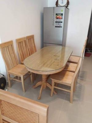 Bàn Ghế Ăn Bầu Dục Gỗ Sồi Nga
