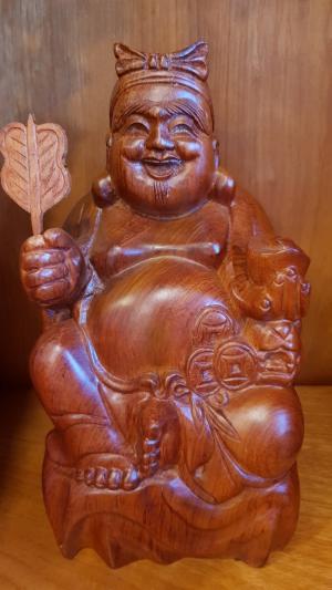Cặp thần tài ông địa gỗ hương cao 30cm