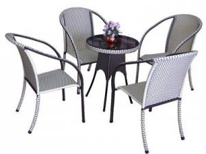 Bàn ghế cafe mây nhựa giá rẻ tại xưởng sản xuất HGH 1115