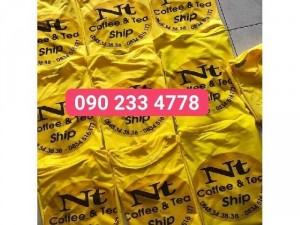 Áo thun đồng phục quán trà sữa màu vàng