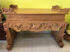 Sập thờ tứ linh gỗ gỏ chân 16