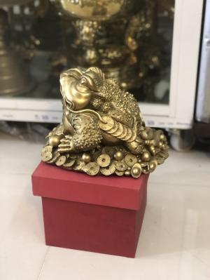 Thiềm thừ đồng ngậm tiền đúc bằng đồng vàng nguyên chất