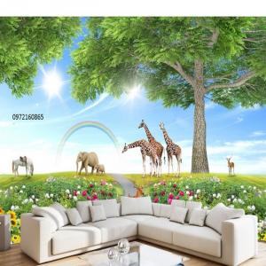 Tranh 3d hươu cao cổ