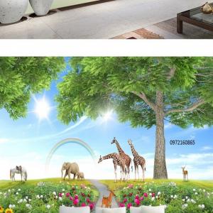Tranh 3d hươu cao cổ