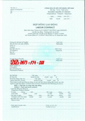 Hợp đồng lao động tiếng việt, Tiếng anh