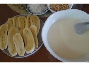 Râu câu trái dừa+ kem chuối nhà làm