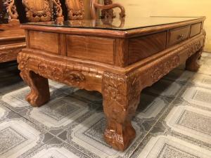 Bộ Bàn Ghế Chạm Đào Chim Tay 14, 6 Món Gỗ Hương Đá