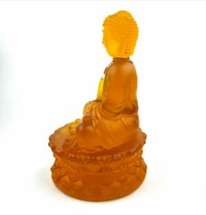 Tượng phật dược sư lưu ly màu vàng cam cao 20 cm