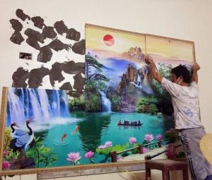 gạch 3d sơn thủy thực tế