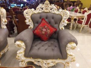 Bộ Sofa Victoria Hoàng Gia Bọc Da Dát Vàng Siêu Sang