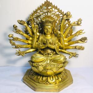 Tượng phật bà chuẩn đề cao 25cm bằng đồng nguyên chất