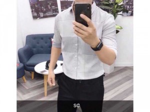 Áo sơ mi nam sọc ngang to nhỏ cao cấp có 3 màu