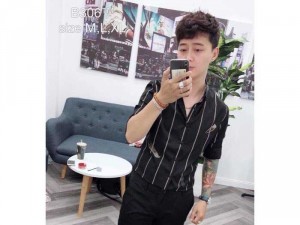 Áo sơ mi nam dài tay sọc đứng 2 xẹt 2 bên cao cấp