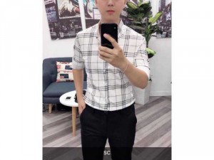 Áo sơ mi nam đạt tay tam sọc caro cao cấp