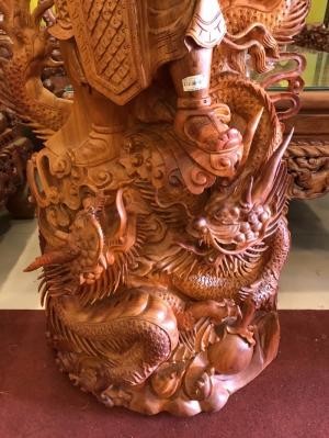 Tượng quan công cưỡi rồng gỗ hương