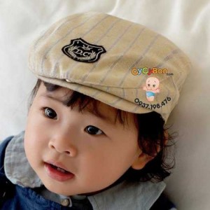 Nón Bere Cho Bé Trai Sọc Thêu Logo Chữ D.C !