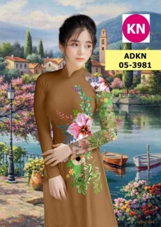 Vải bộ áo dài in đẹp AKN3981 (vải áo và vải quần )