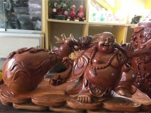 Phật Di Lặc Kéo Bao Tiền Gỗ Gõ 60Cmx30Cmx20Cm 4500K