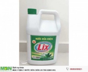 Mua 3 Tặng 1 Nước Rửa Chén Lix Trà Xanh 4Kg