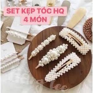 Set 4 kẹp tóc ngọc trai Hàn Quốc