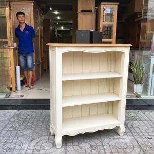 Kệ sách Bella Trắng kem đỉnh sồi 3 tầng