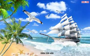 tranh gạch 3d thuyền buồm VL091
