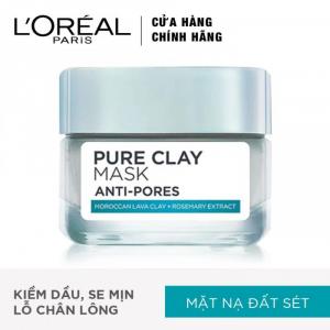Mặt Nạ Đất Sét Kiềm Dầu Se Mịn Lỗ Chân Lông L'Oreal Paris Pure Clay Mask Anti Pores 50g