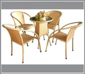 bàn ghế cafe mây nhựa giá rẻ tại xưởng sản xuất HGH 1252