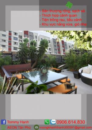 sân thượng thoáng mát, view hướng AEON tiện làm tiệc ngoài trời