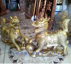 Kỳ lân phong thủy 2 sừng cao 13cm