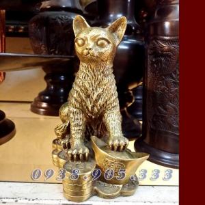 Tượng mèo đồng cao 15cm