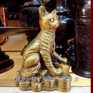 Tượng mèo đồng cao 15cm