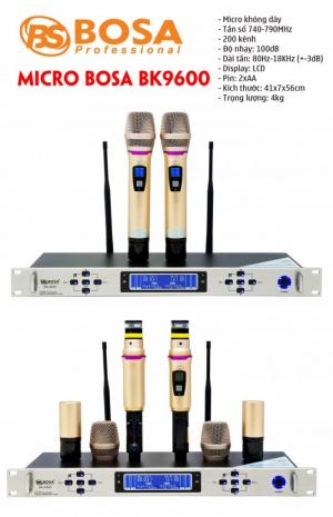 Micro Chuyên Nghiệp BOSA BK-9600
200 Kênh Sóng. Sound tiếng rất tốt, độ chi tiết cao, độ nhạy trên 100db
