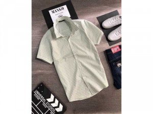 Áo sơ mi nam ngắn tay cao cấp họa tiết caro trơn full