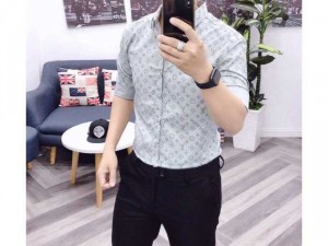 Áo sơ mi nam dài tay cao cấp họa tiết logo LV Full đều