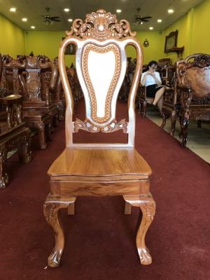 Bộ bàn ăn căm xe mặt gõ đõ 8 ghế
