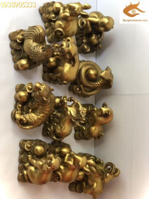 Bộ 12 con giáp phong thủy bằng đồng nguyên chất