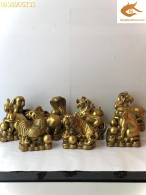 Bộ 12 con giáp phong thủy bằng đồng nguyên chất