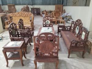 Bộ bàn ghế móc gỗ cẩm lai 8 món