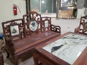 Bộ bàn ghế móc gỗ cẩm lai 8 món