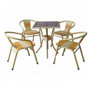 bàn ghế cafe mây nhựa giá rẻ tại xưởng sản xuất HGH 1290