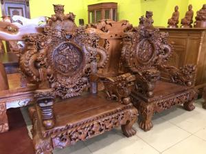 Bộ bàn ghế Rồng Đỉnh hương Việt Nam đoản dài 2,6m