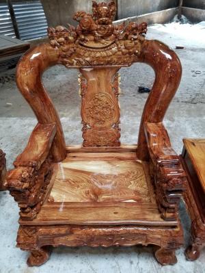 Bộ bàn ghế chạm nghê gỗ cẩm lai xịn tay 14-10 món vân tuyển siêu VIP(VÂN HOA DẠ BÁO).