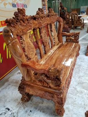 Bộ bàn ghế chạm nghê gỗ cẩm lai xịn tay 14-10 món vân tuyển siêu VIP(VÂN HOA DẠ BÁO).