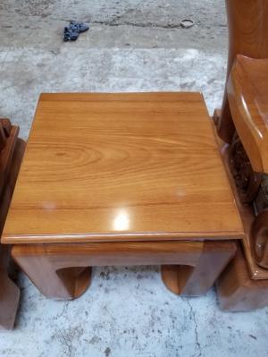 Bộ sofa chạm đào gõ đỏ chân móc 8 món tay 12
